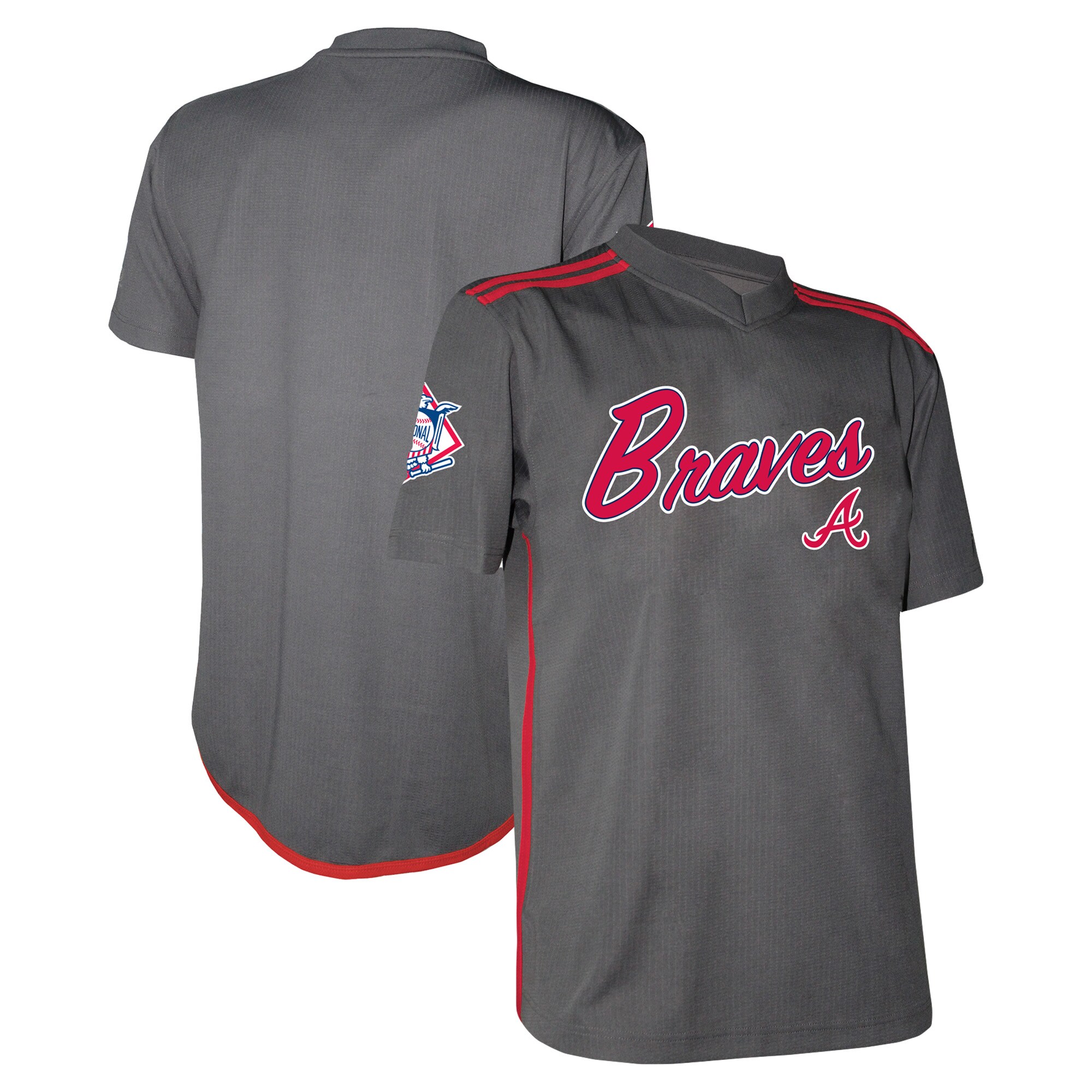 Atlanta Braves Stitches Charcoal Team V-Neck MLB Jersey Men's