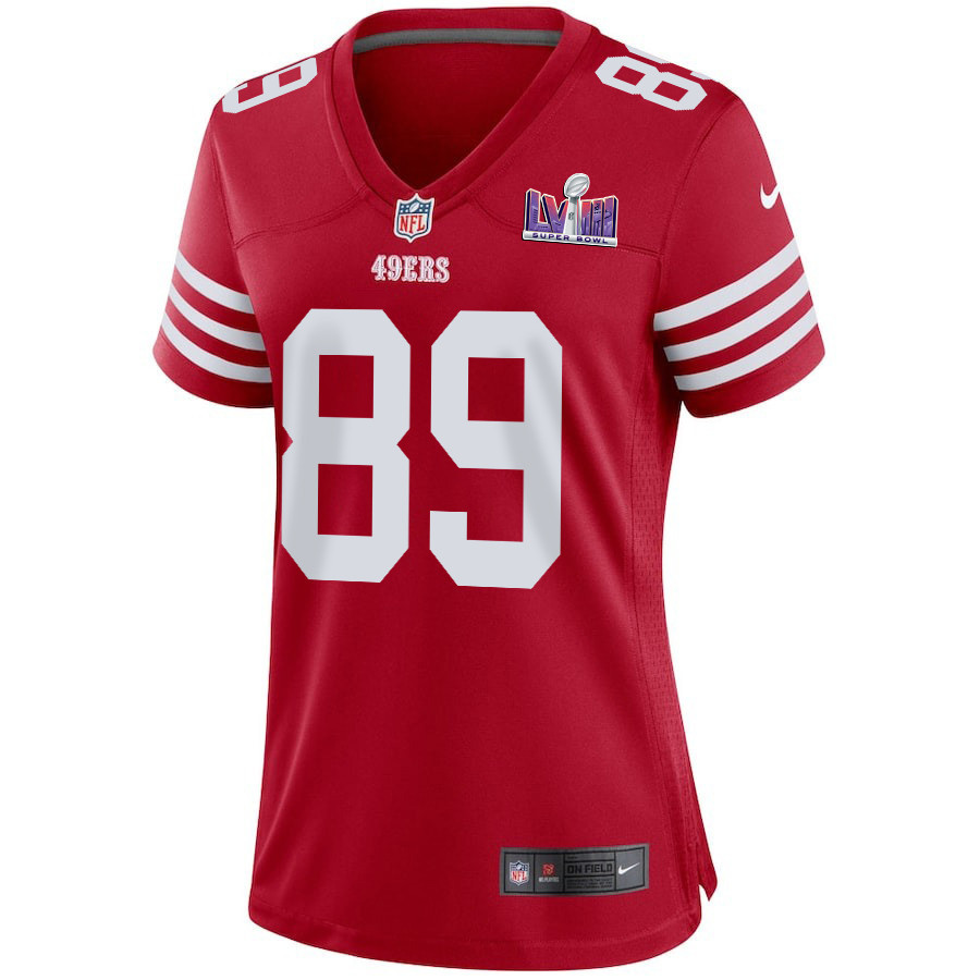 Charlie Woerner 89 San Francisco 49ers Super Bowl LVIII Patch Game Scarlet NFL Jersey Women's