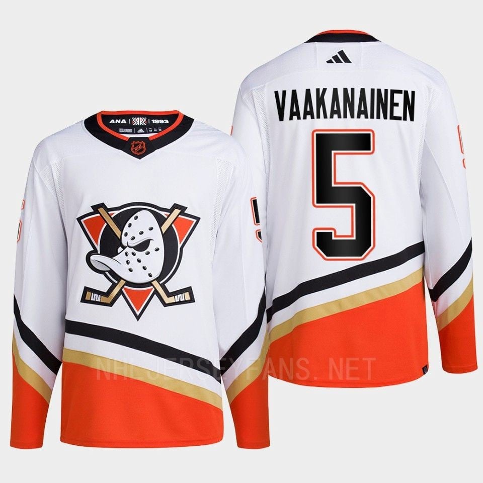 Anaheim Ducks 2022 Reverse Retro 2.0 Urho Vaakanainen 5 White Primegreen NHL Jersey Men's