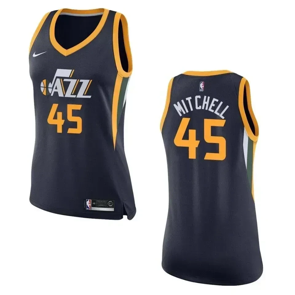 Utah Jazz 45 Donovan Mitchell Icon Swingman Navy NBA Jersey Women's