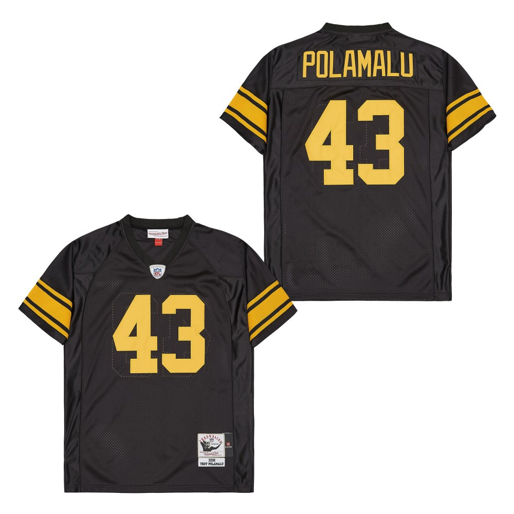 Troy Polamalu 43 Pittsburgh Steelers Retro Throwback Black NFL Jersey Men's