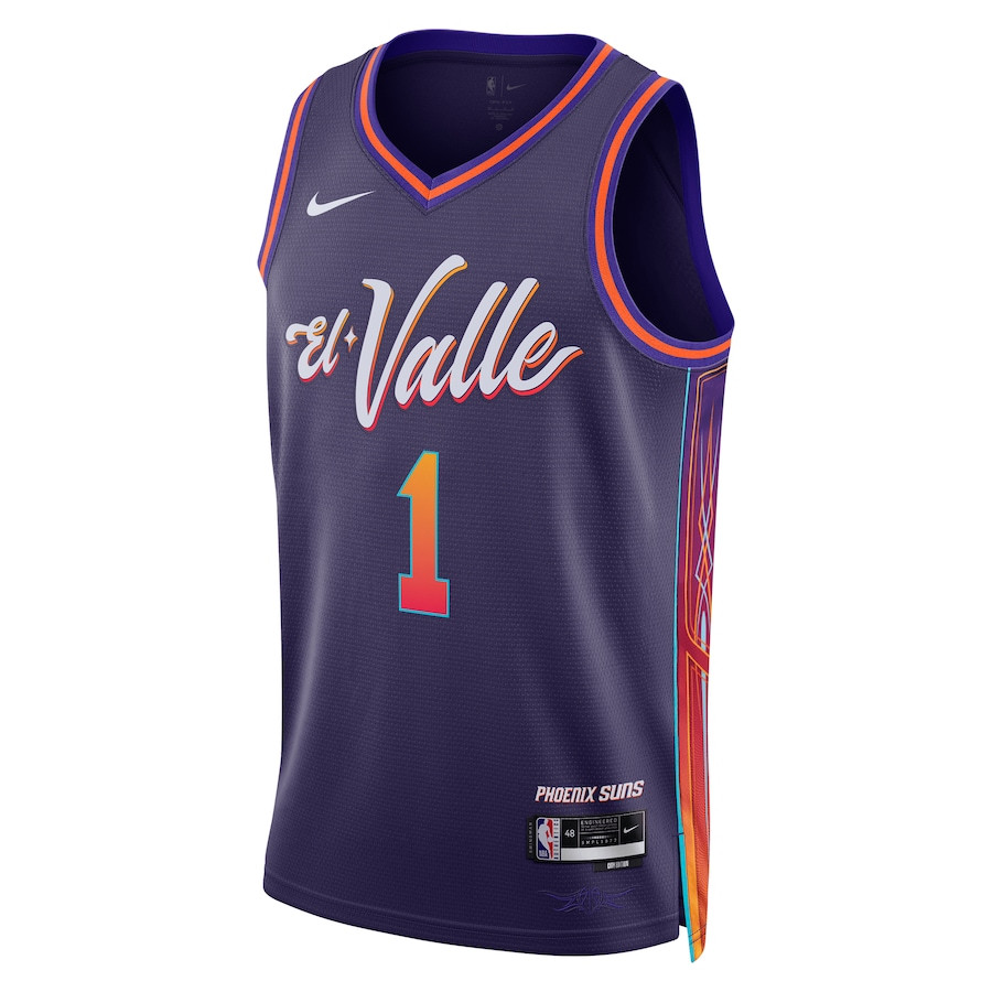 Devin Booker 1 Phoenix Suns 2023/24 City Edition Swingman Purple NBA Jersey Men's