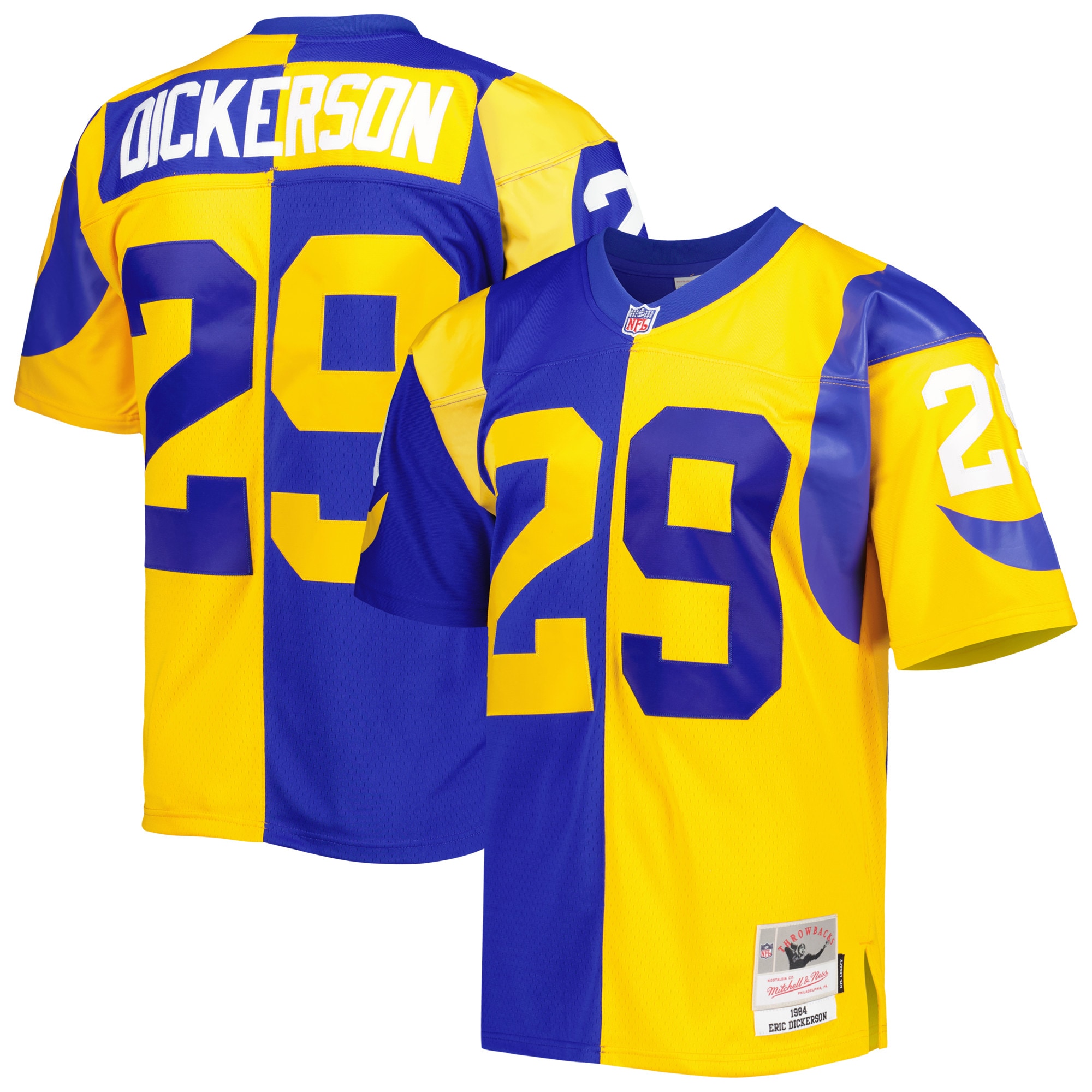 Los Angeles Rams Eric Dickerson Mitchell Ness Royal/Gold 1984 Split Legacy NFL Jersey Men's