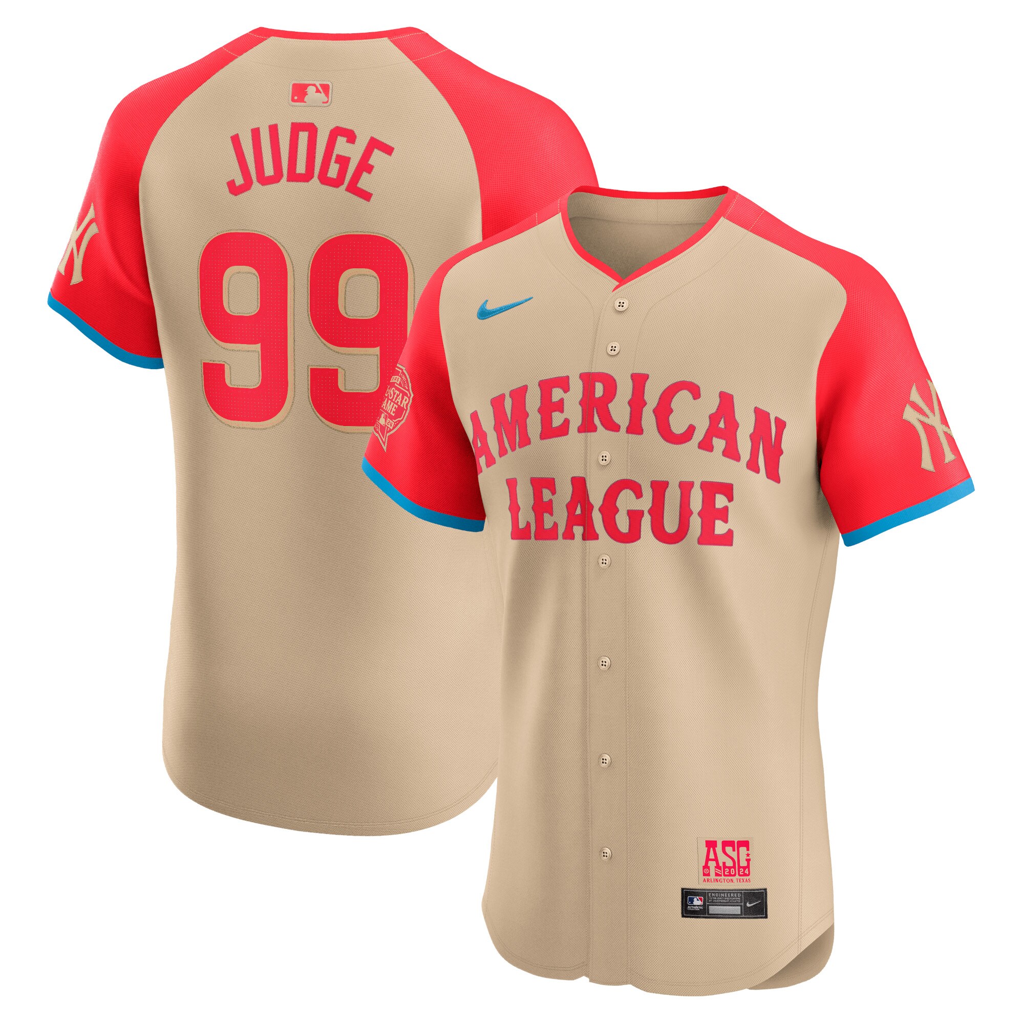 American League Aaron Judge Cream 2024 All Star Game Elite Player MLB Jersey Men's