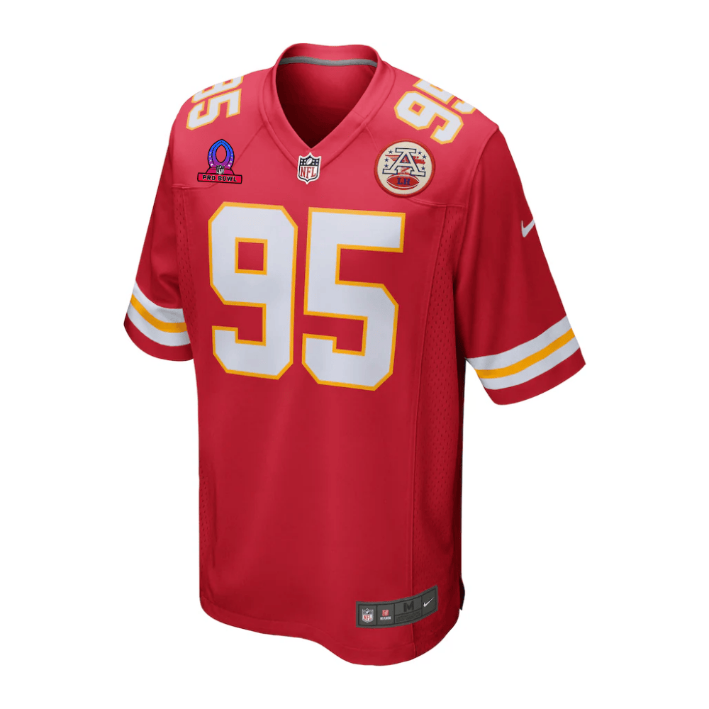 Chris Jones 95 Kansas City Chiefs 2025 Pro Bowl Patch Game Red NFL Jersey Men's