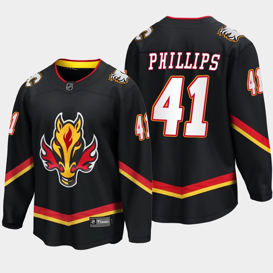 Calgary Flames Matthew Phillips 41 Alternate Black Breakaway Player NHL Jersey Men's