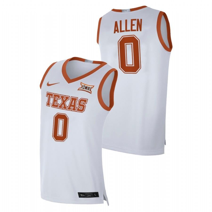 Timmy Allen 0 Texas Longhorn White 2023 Transfer Home NCAA Jersey Men's