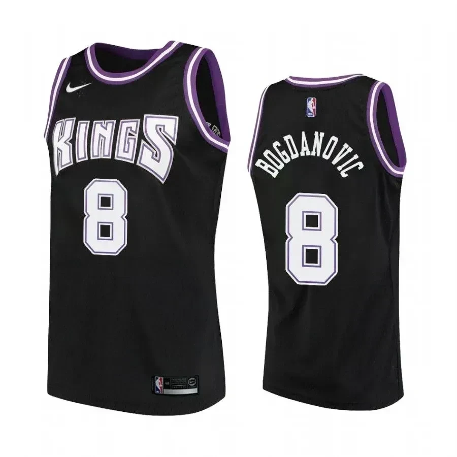 Sacramento Kings 8 Bogdan Bogdanovic Hardwood Classics Black NBA Jersey Men's