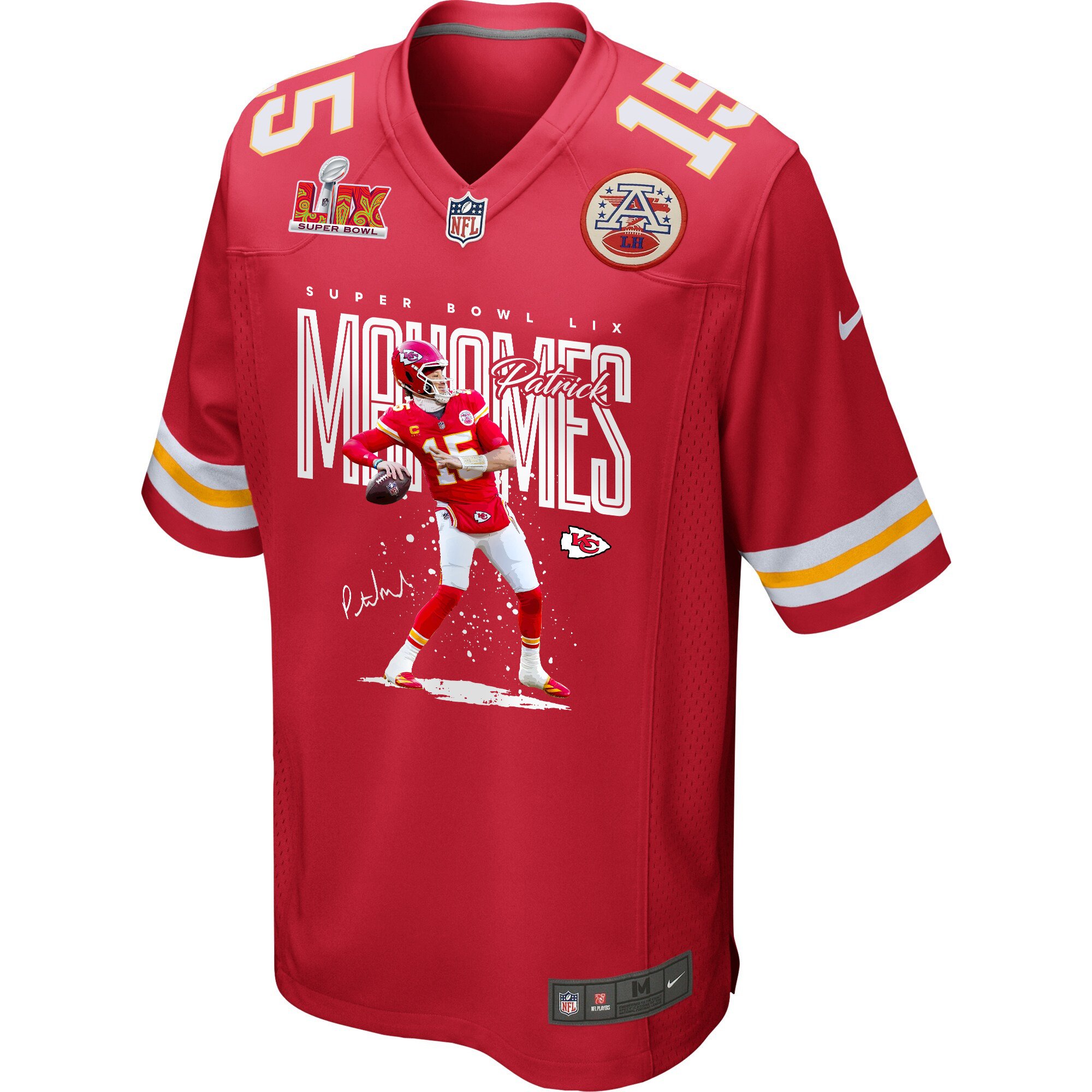 Patrick Mahomes 15 Kansas City Chiefs Throw The Ball Game Red NFL Jersey Men's