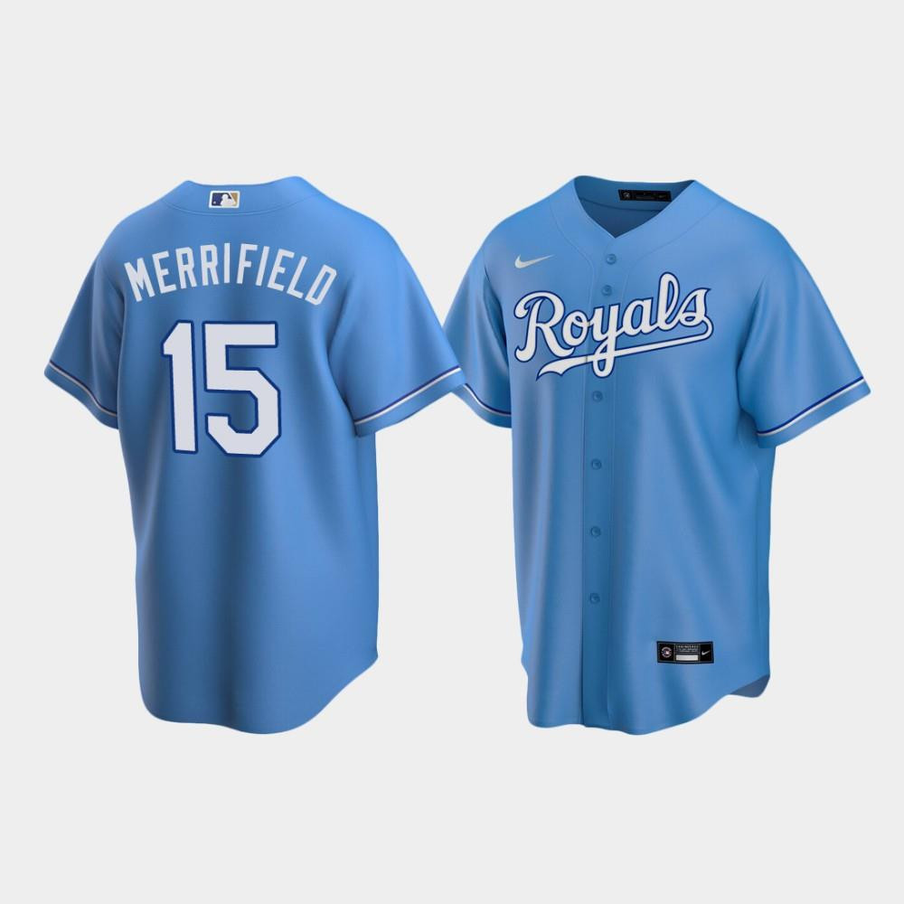Kansas City Royals 15 Whit Merrifield Light Blue Alternate MLB Jersey Men's
