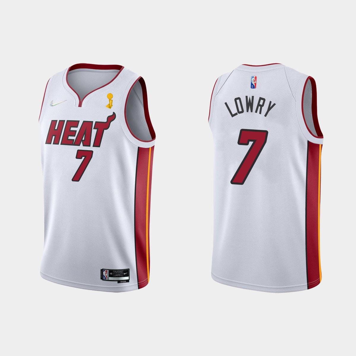 Miami Heat 7 Kyle Lowry Champions Cup 2023 Patc White NBA Jersey Men's