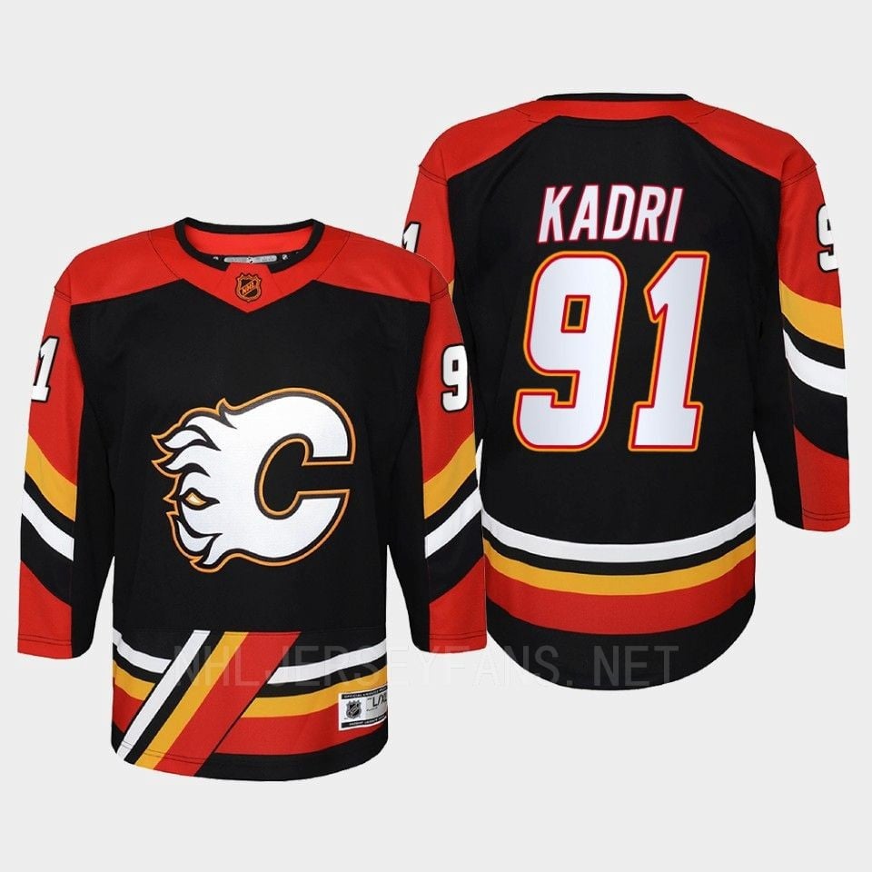 Nazem Kadri 91 Calgary Flames 2022 Special Edition 2.0 Retro Black NHL Jersey Youth