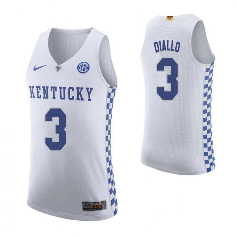 3 Hamidou Diallo Roa White Elite Kentucky Wildcats NCAA Jersey Men's