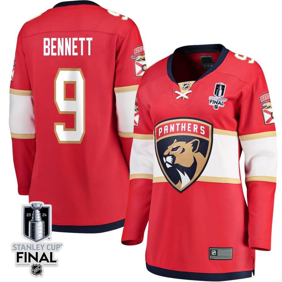 Sam Bennett 9 Florida Panthers 2024 STANLEY CUP Final Home Breakaway Red NHL Jersey Women's
