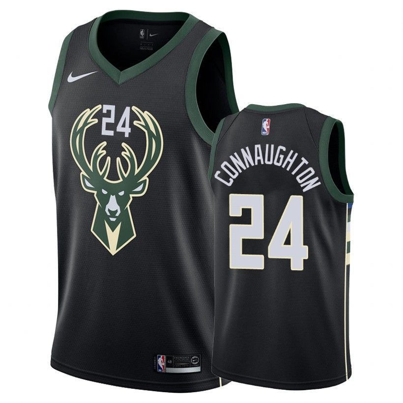 Milwaukee Bucks Pat Connaughton 24 Statet Black NBA Jersey Men's