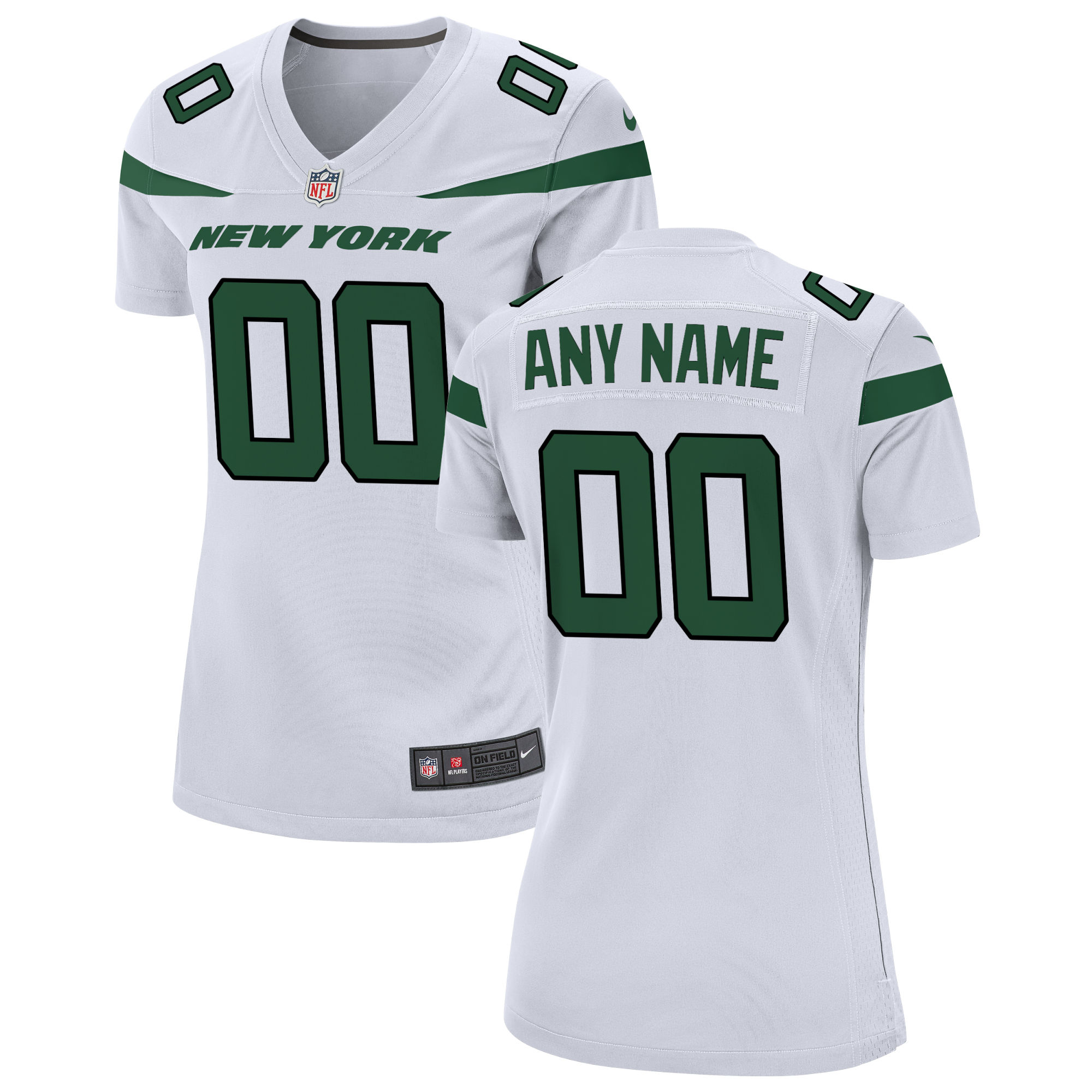 White New York Jets Custom Game NFL Jersey Women's