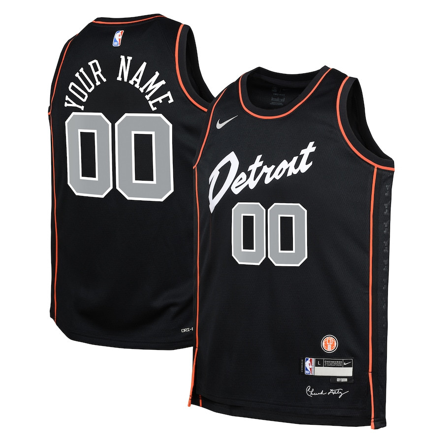 Detroit Pistons 2023/24 City Edition Swingman Custom Black NBA Jersey Youth