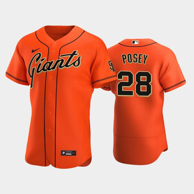San Francisco Giants 28 Buster Posey Alternate Orange MLB Jersey Men's