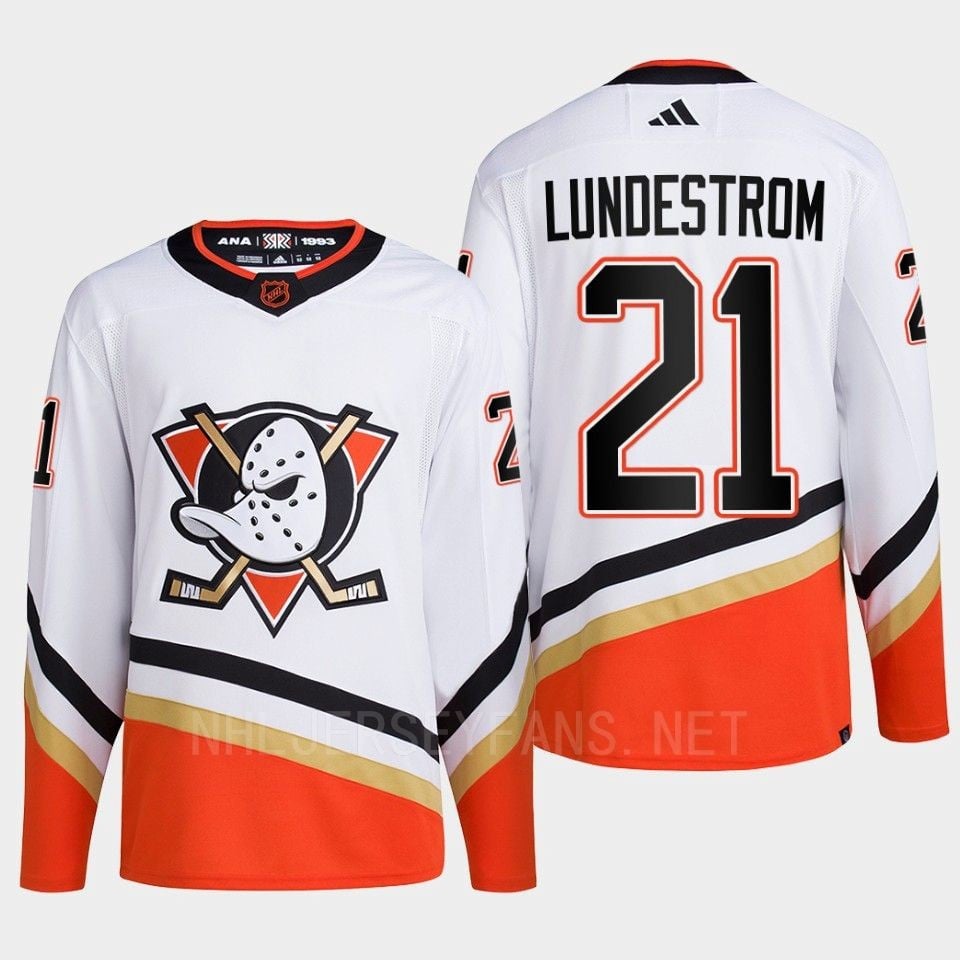 Anaheim Ducks 2022 Reverse Retro 2.0 Isac Lundestrom 21 White Primegreen NHL Jersey Men's