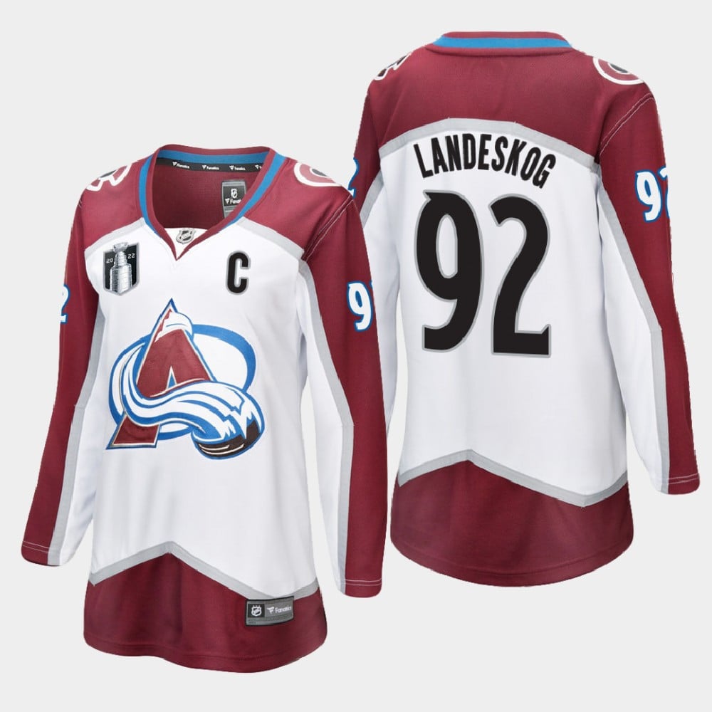 Colorado Avalanche Gabriel Landeskog 92 White 2022 Stanley Cup Final Away Women NHL Jersey Women's