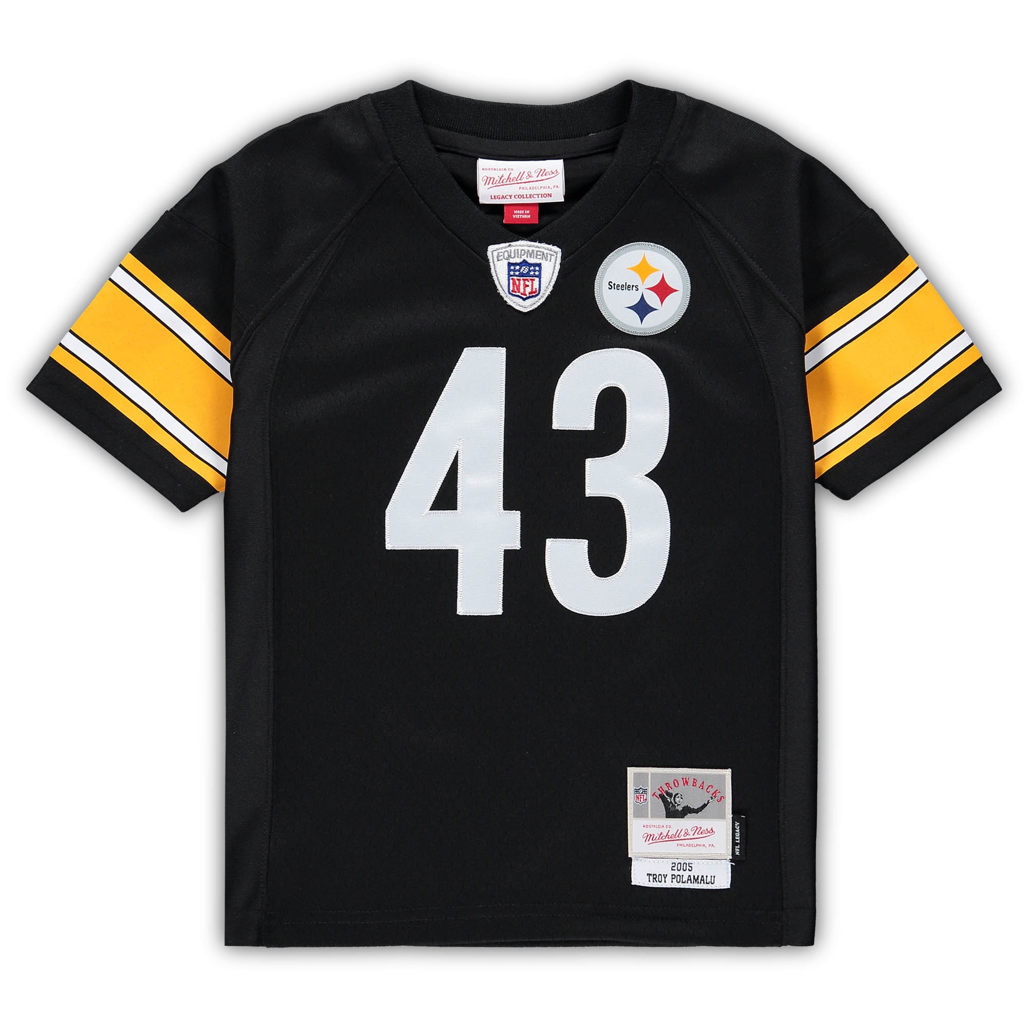 Preschool Pittsburgh Steelers Troy Polamalu Mitchell Ness Black Retired Legacy NFL Jersey Men's