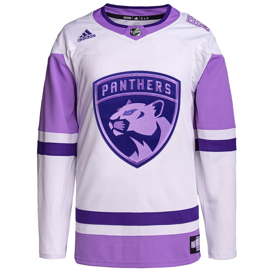 Florida Panthers Fights Cancer Primegreen Custom White/Purple NHL Jersey Men's
