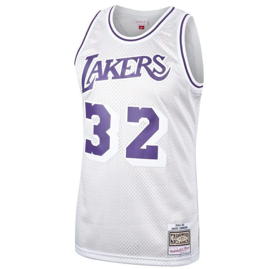Magic Johnson Los Angeles Lakers Mitchell Ness Hardwood Classics Platinum Swingman NBA Jersey Men's