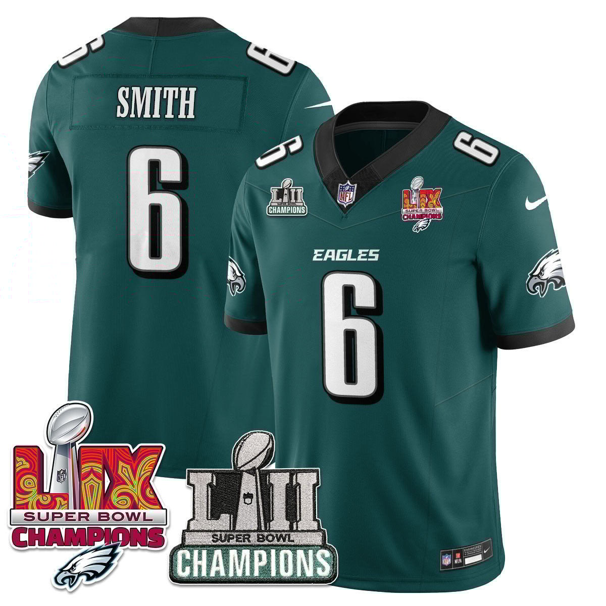 DeVonta Smith 6 Philadelphia Eagles LII-LIX Super Bowl Champions Vapor Limited Midnight Green NFL Jersey Men's