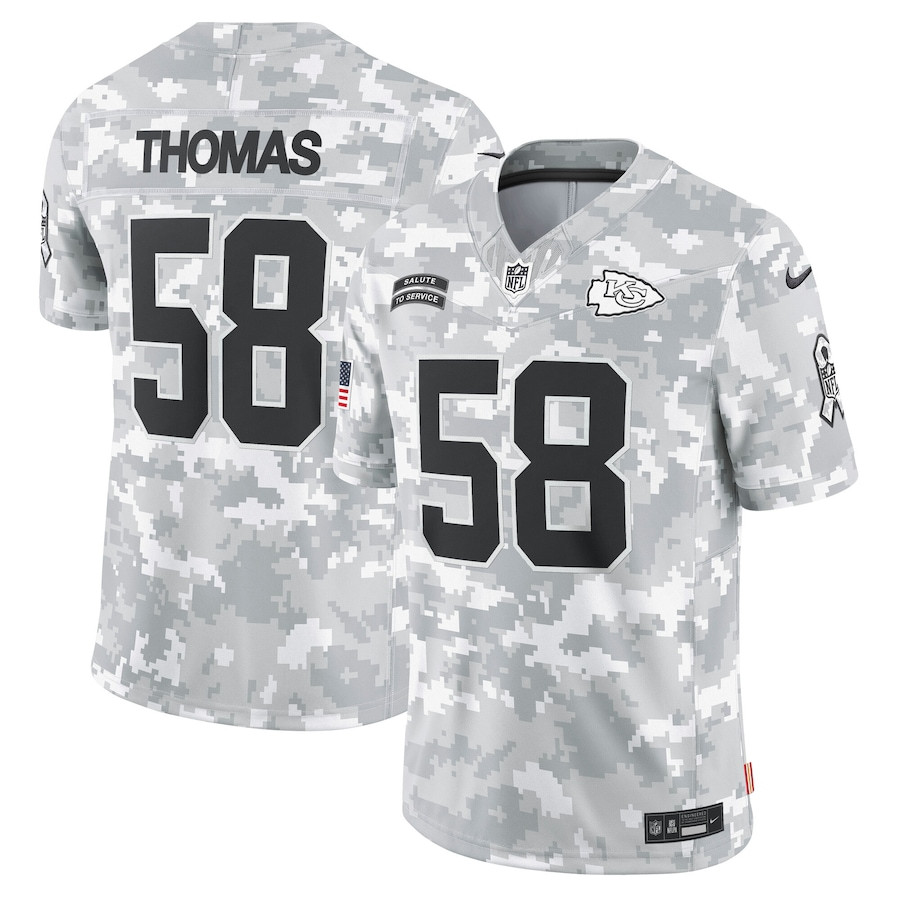 Derrick Thomas 58 Kansas City Chiefs 2024 Salute to Service Retired Player Limited Arctic Camo NFL Jersey Men's