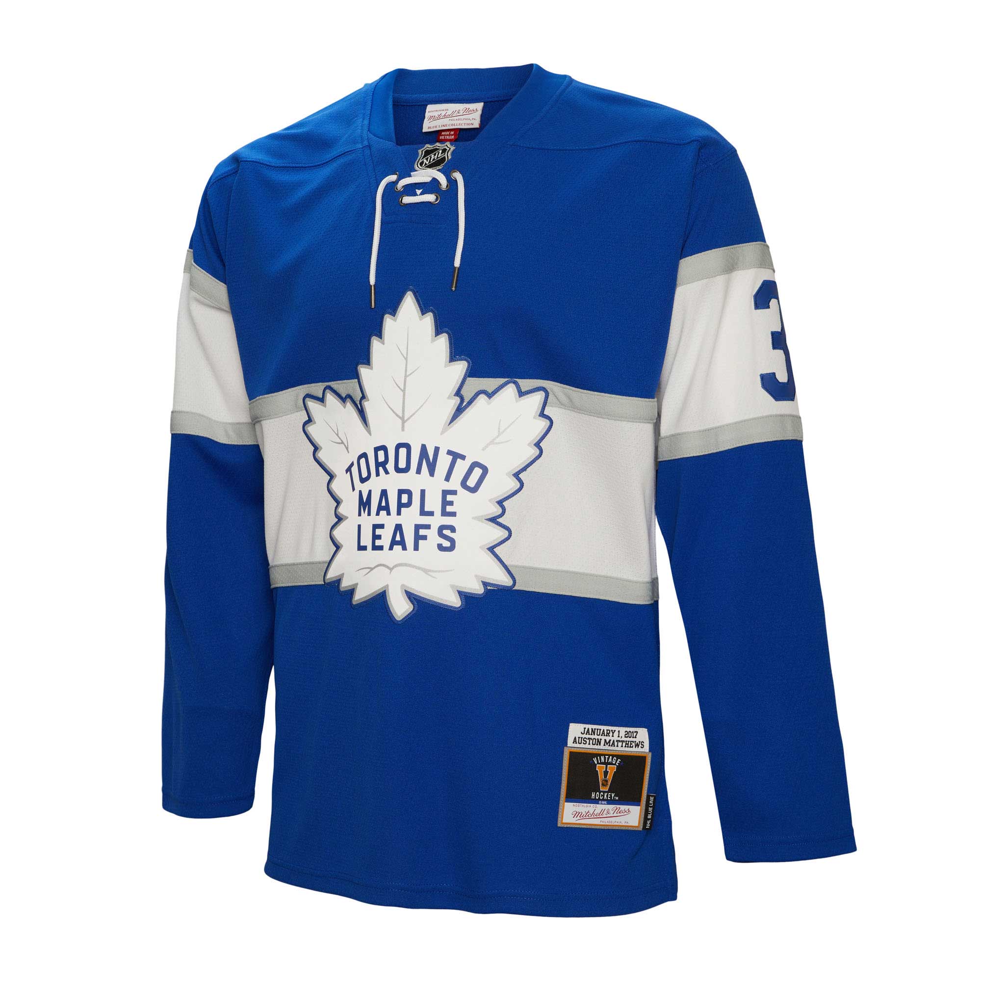 Toronto Maple Leafs Auston Matthews Mitchell Ness Blue 2017 Winter Classic Blue Line Player NHL Jersey Men's