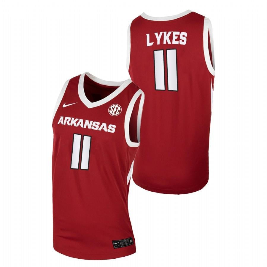Chris Lykes 11 Red Arkansas Razorbacks 2022 College NCAA Jersey Men's