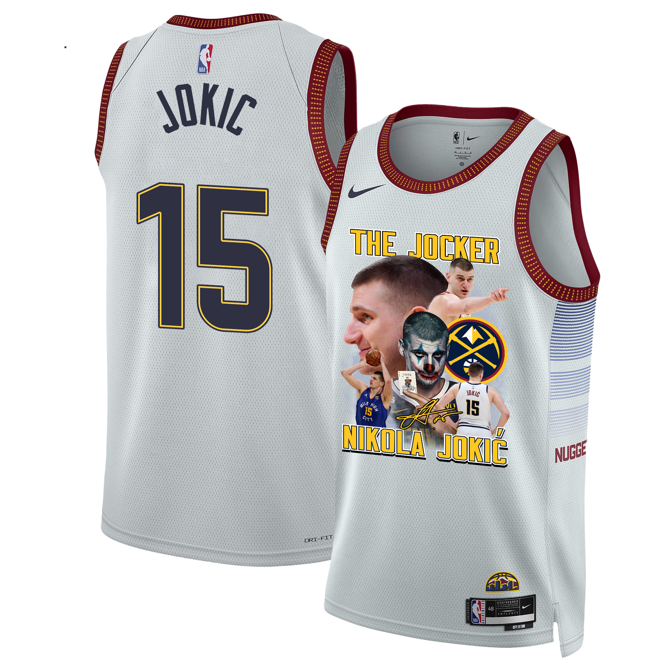 Nikola Jokic 15 Denver Nuggets Joker's Magic 2023 Champions Swingman White NBA Jersey Men's