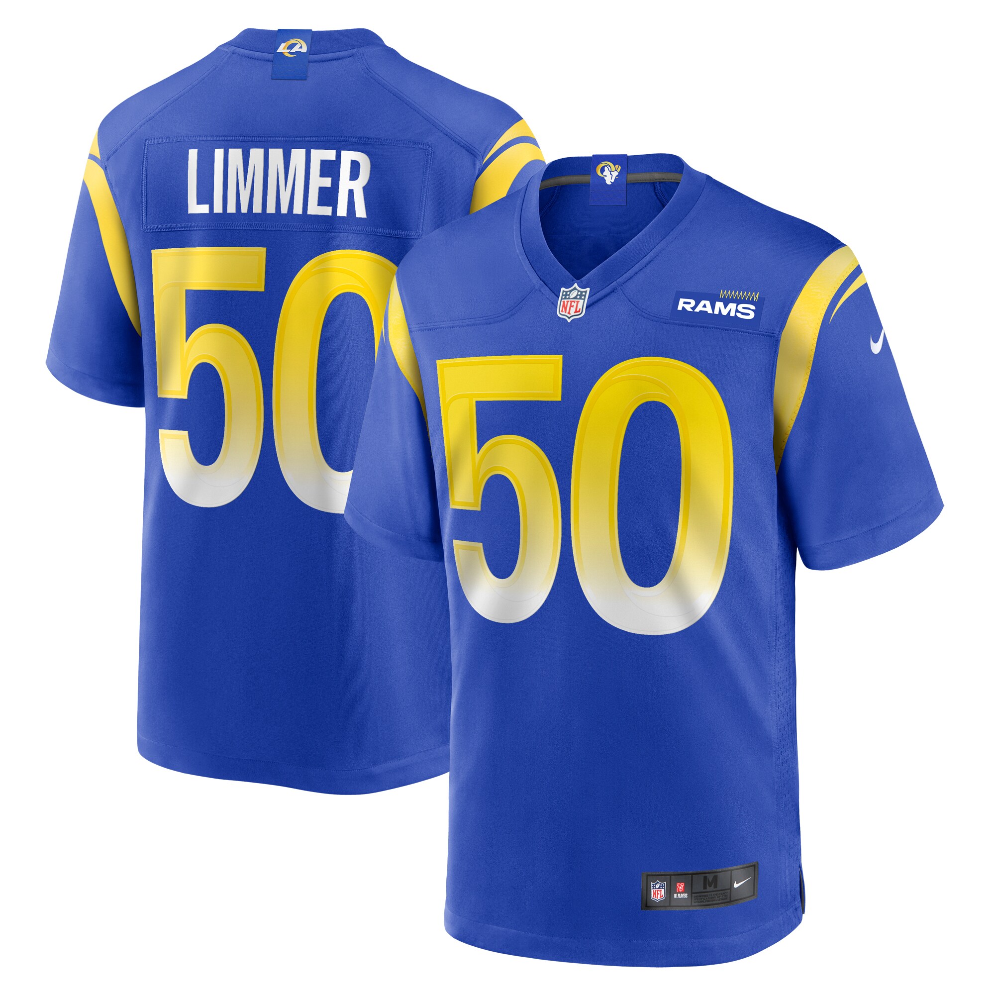 Los Angeles Rams Beaux Limmer Royal Team Game NFL Jersey Men's