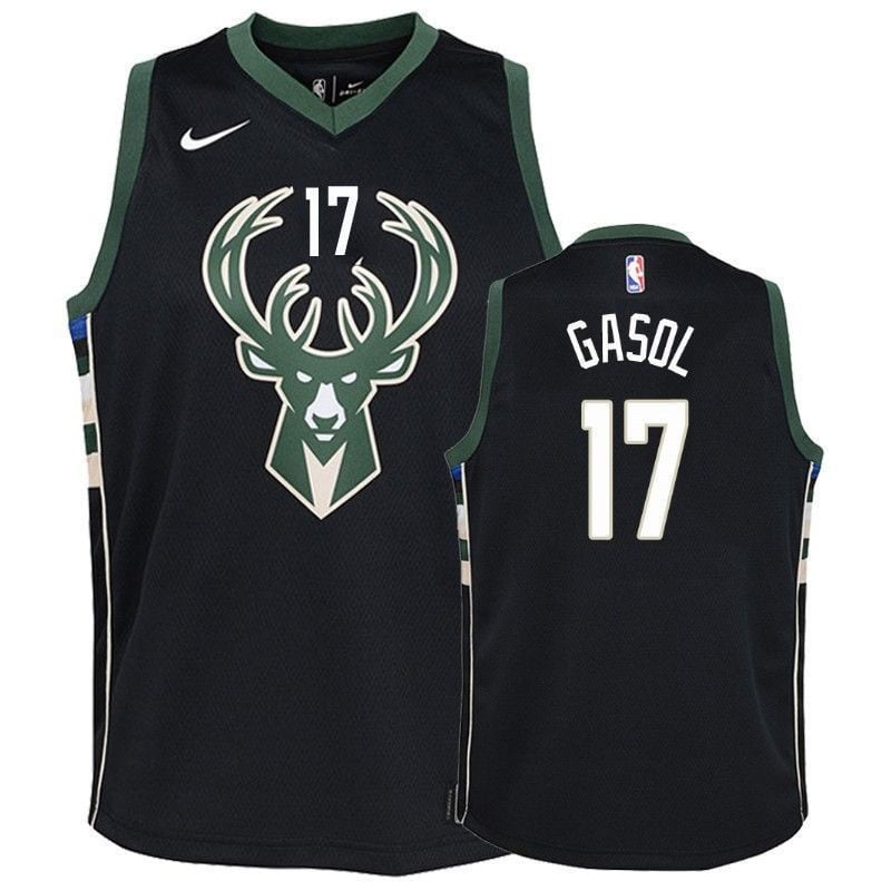 Bucks Pau Gasol 17 Statet Black NBA Jersey Youth