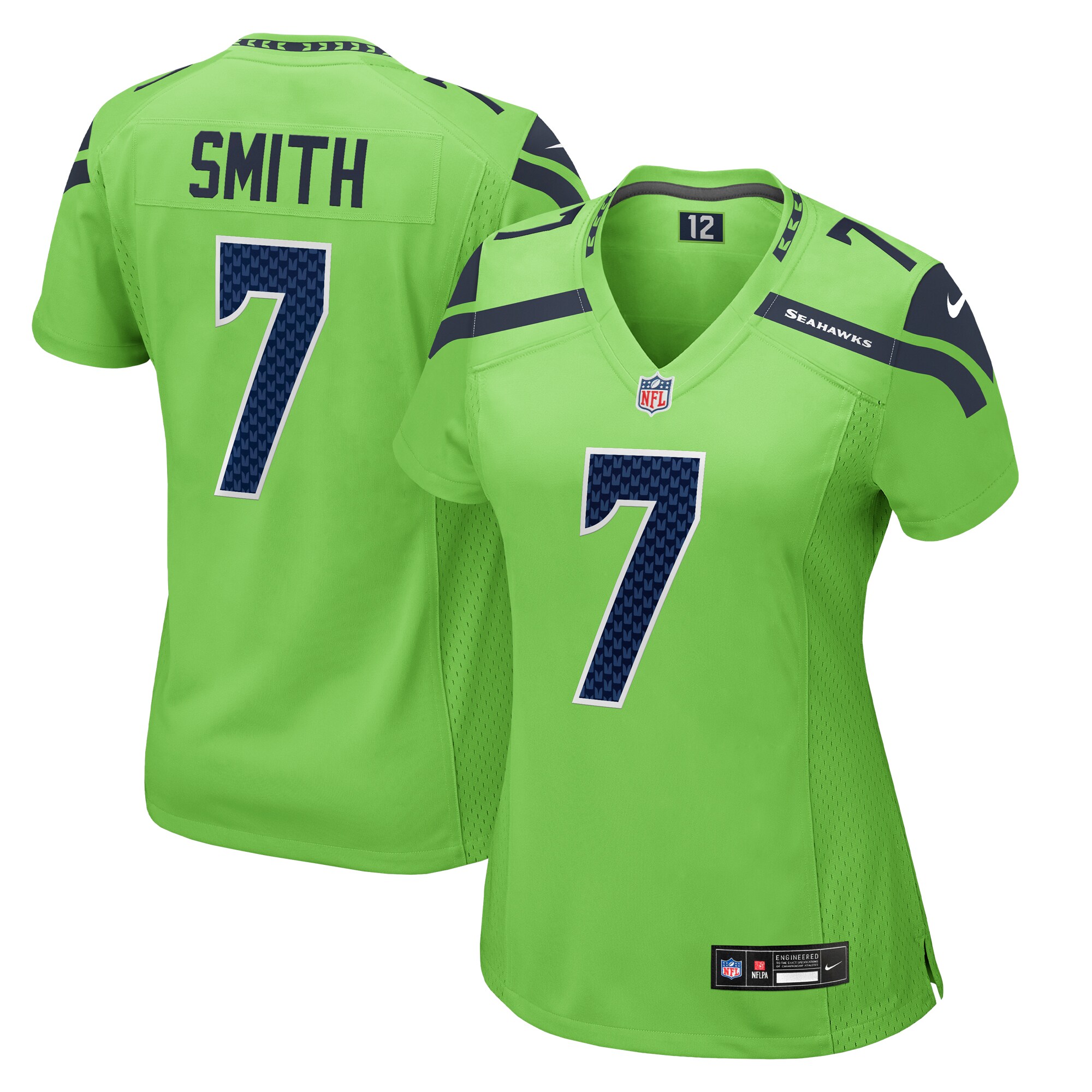 Seattle Seahawks Geno Smith Neon Green Game NFL Jersey Women's