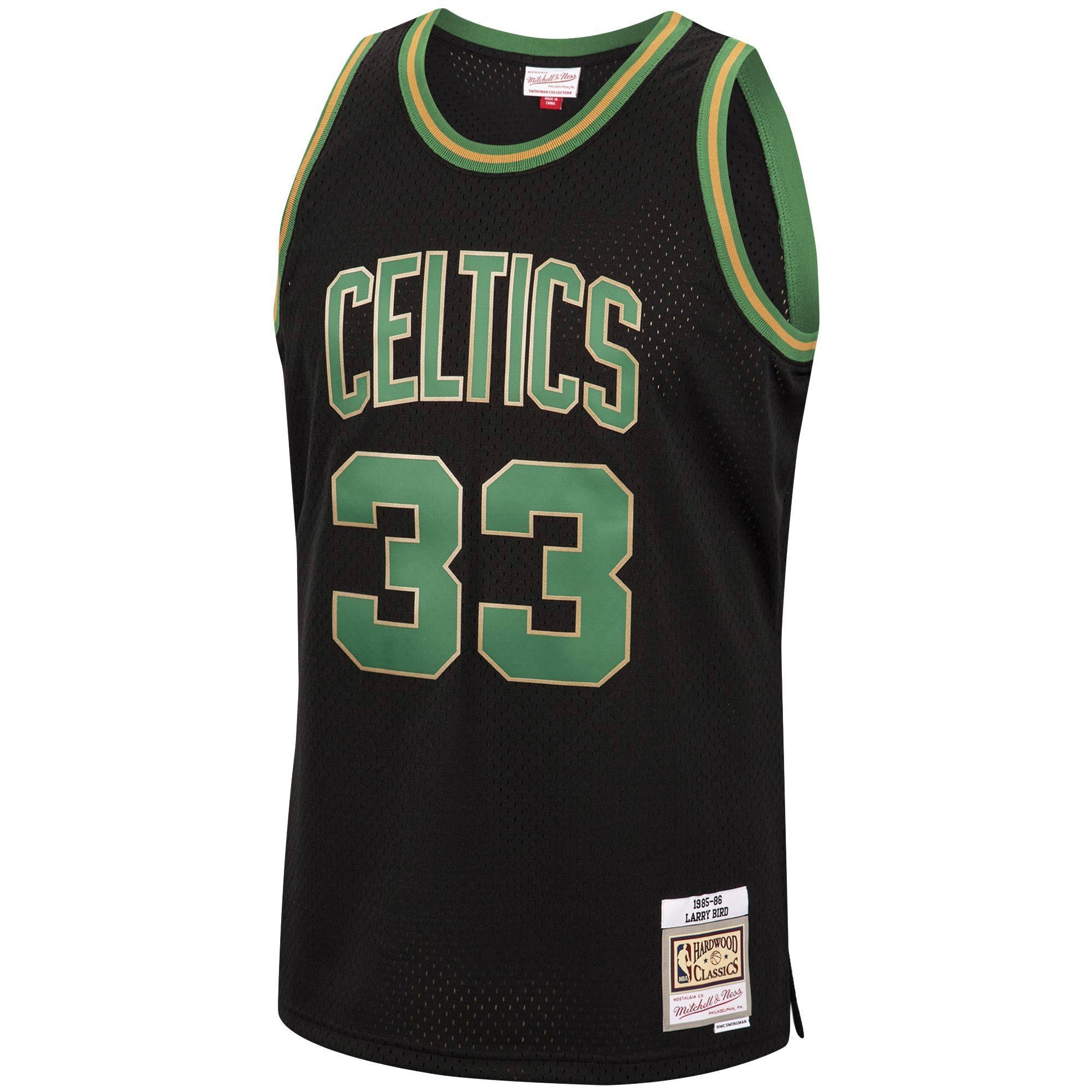 Larry Bird Boston Celtics Mitchell Ness 1985-86 Hardwood Classics Reload Swingman Black NBA Jersey Men's