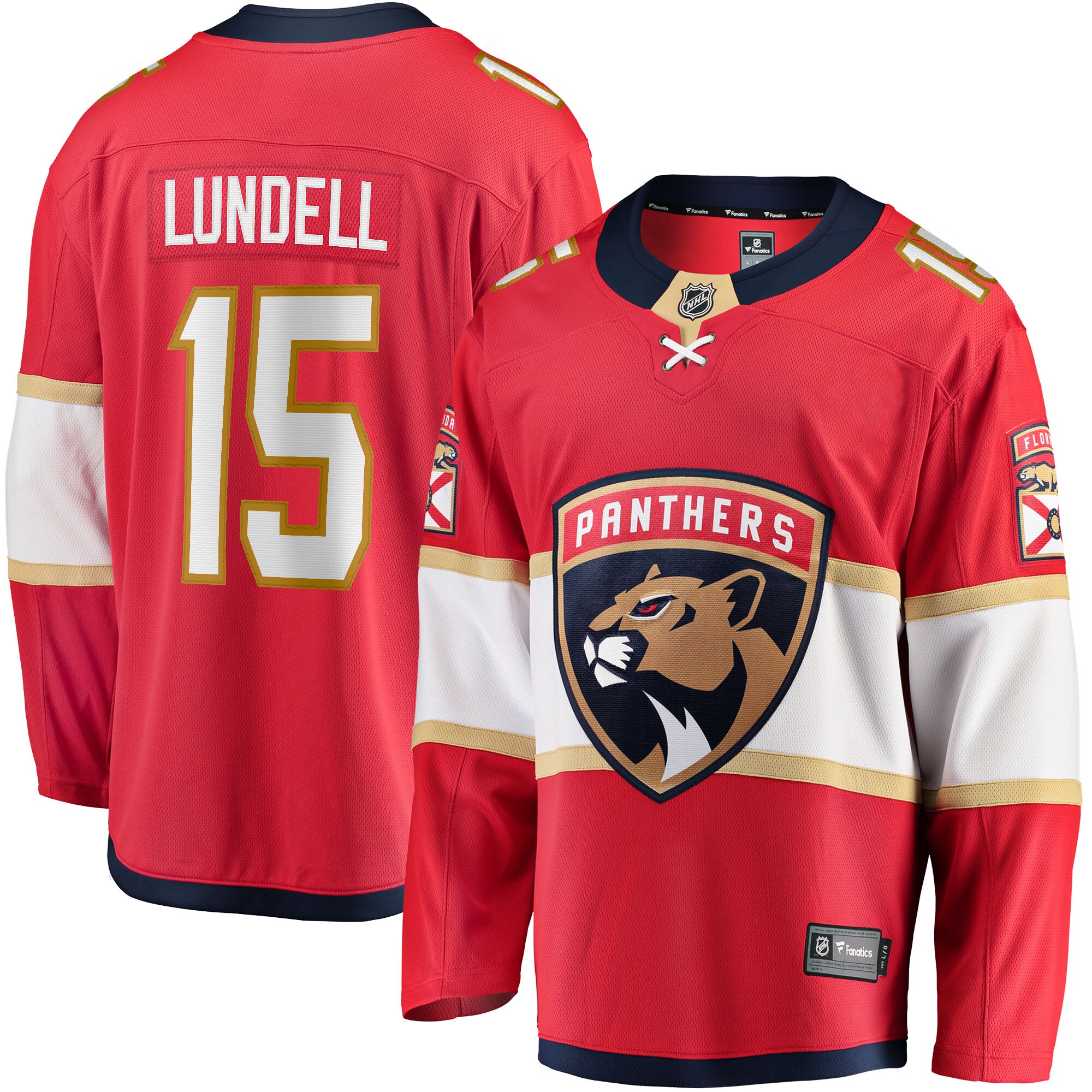 Florida Panthers Anton Lundell Red Home Breakaway Player NHL Jersey Men's