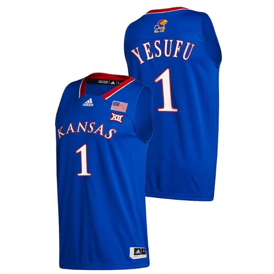 Joseph Yesufu 1 Blue Kansas Jayhawks 2023 Away College NCAA Jersey Men's