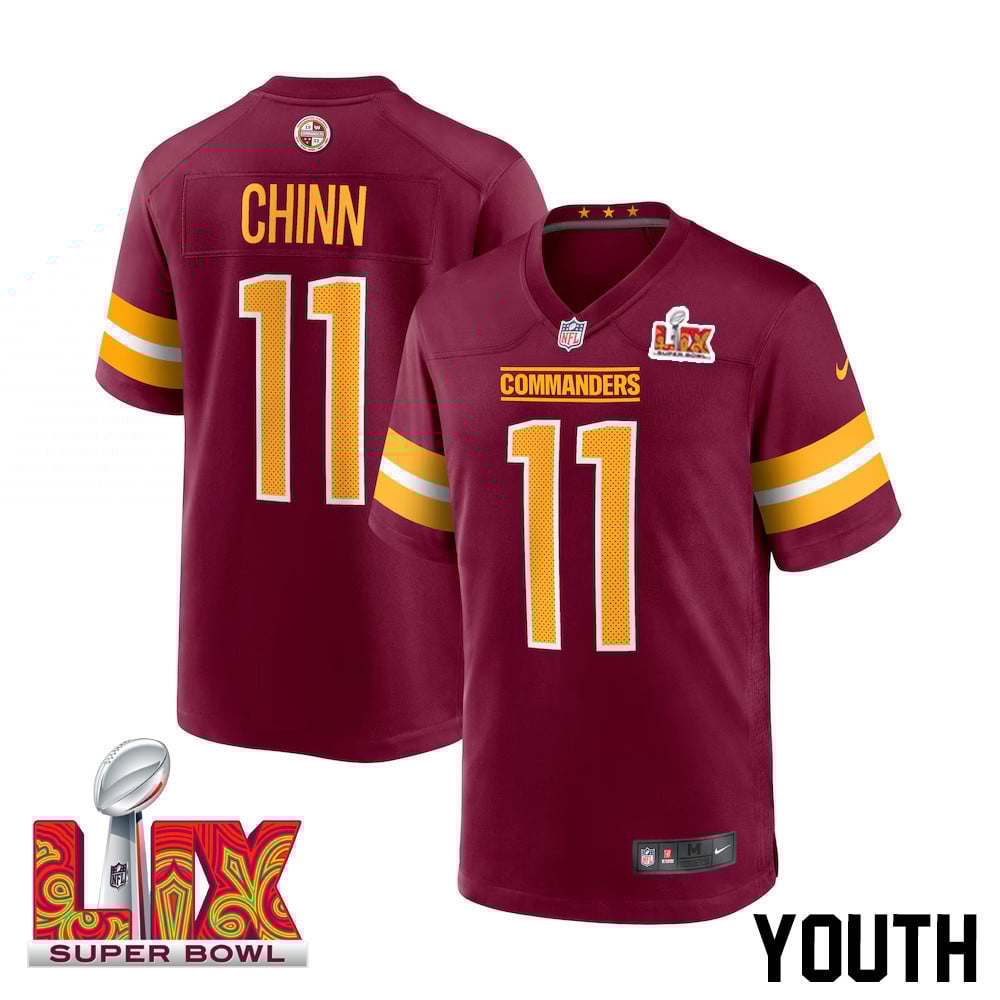 Jeremy Chinn #11 Washington Commanders Super Bowl LIX Burgundy NFL Jersey Youth