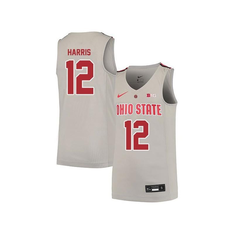 12 AJ Harris Gray Elite Ohio State Buckeyes NCAA Jersey Men's