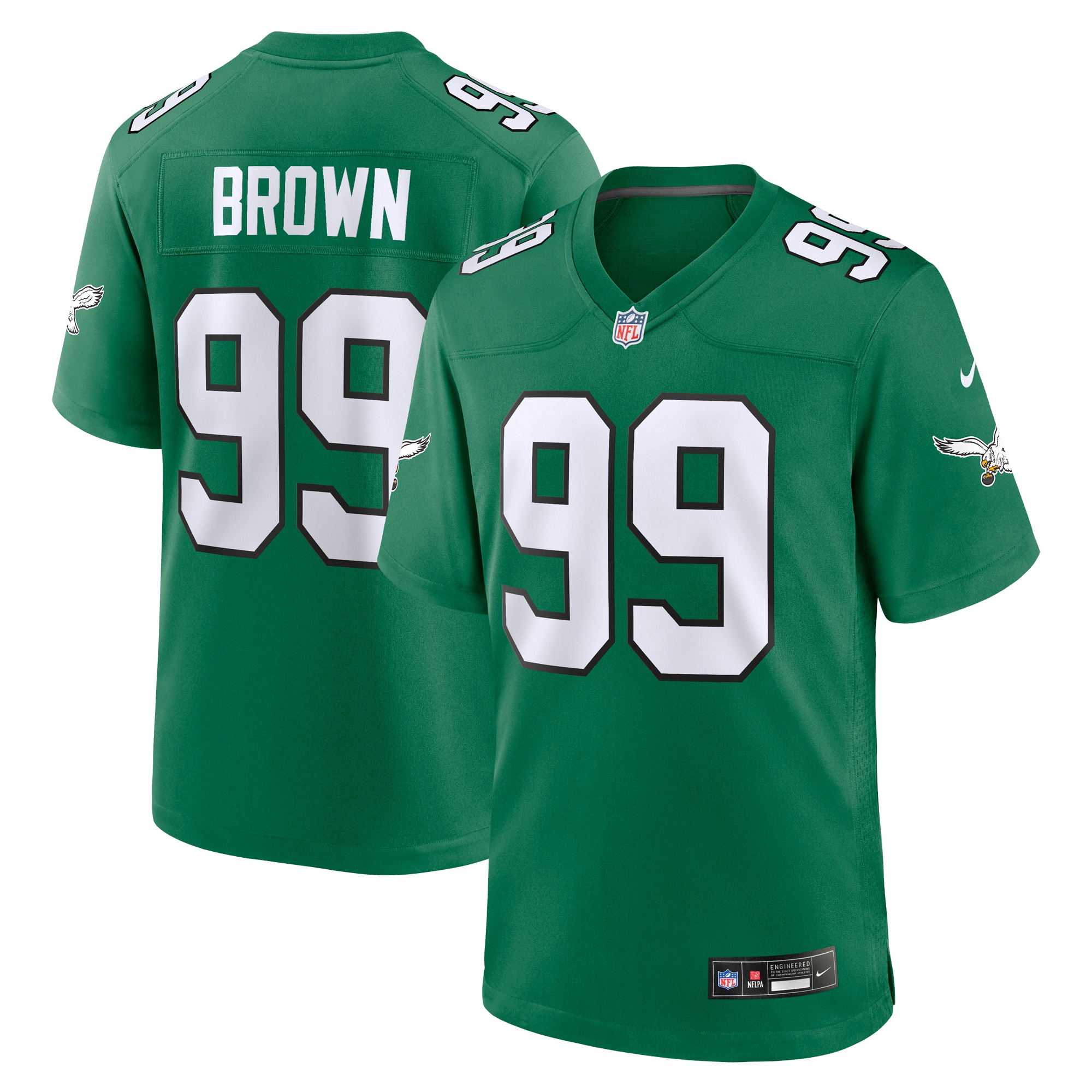 Philadelphia Eagles Jerome Brown Kelly Green Alternate Game NFL Jersey Men's