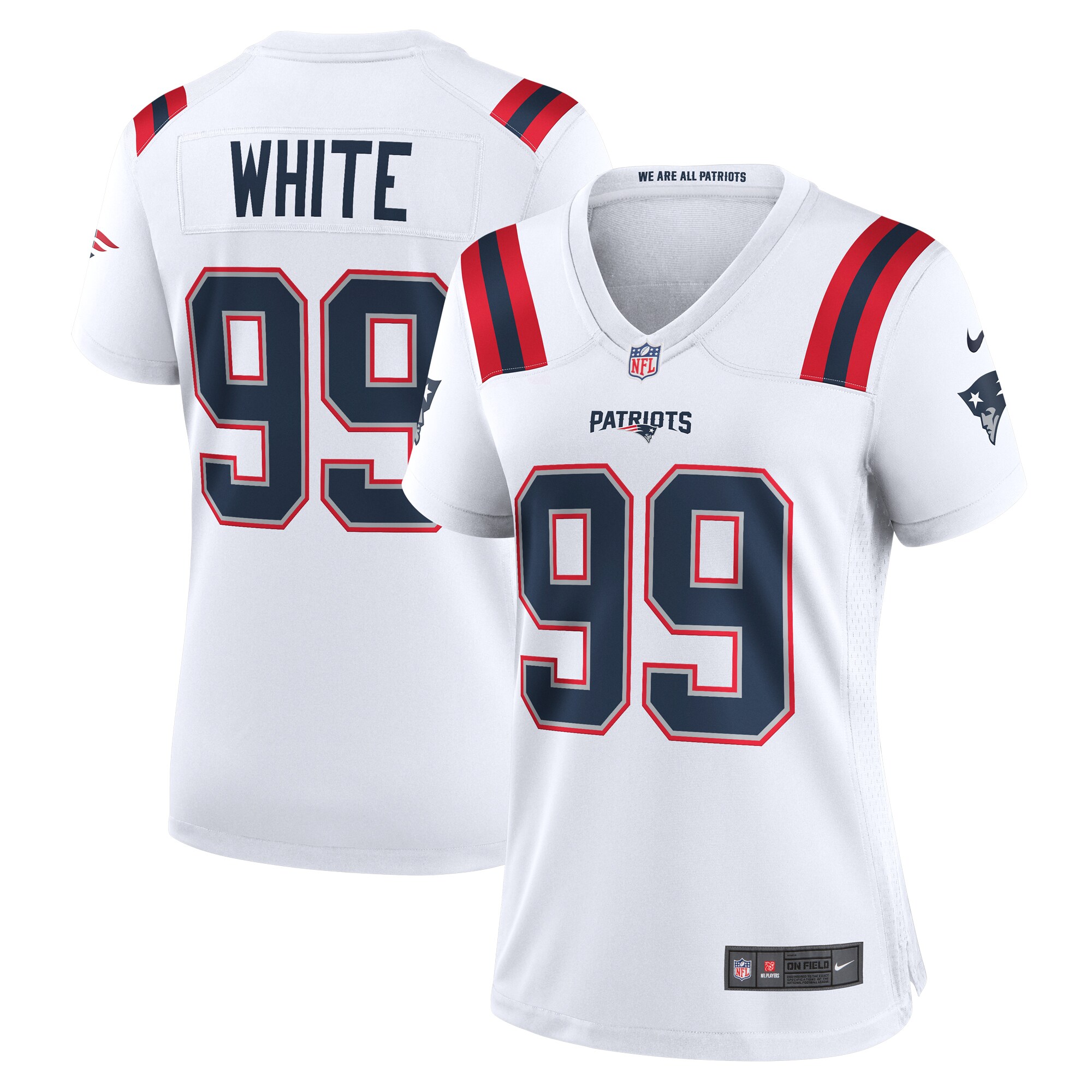 New England Patriots Keion White White Game NFL Jersey Women's