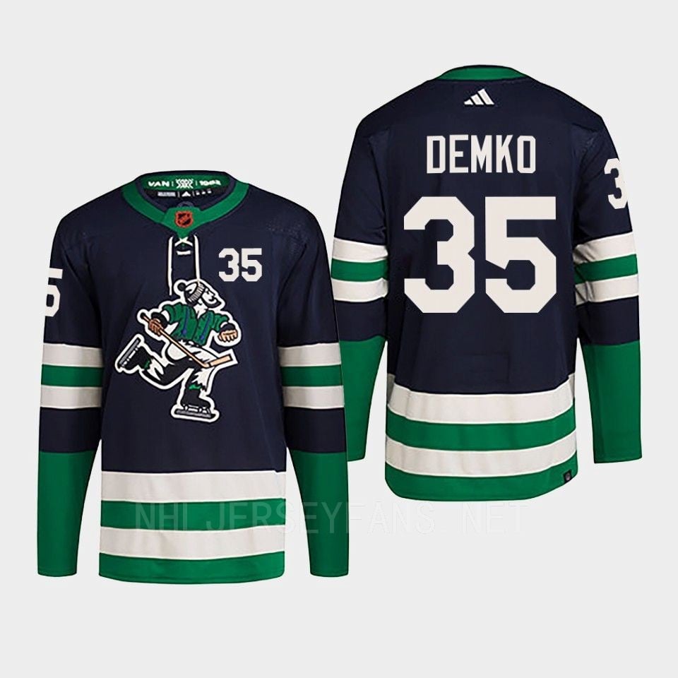 Thatcher Demko 35 Reverse Retro 2.0 2022 Vancouver Canucks Navy Primegreen NHL Jersey Men's