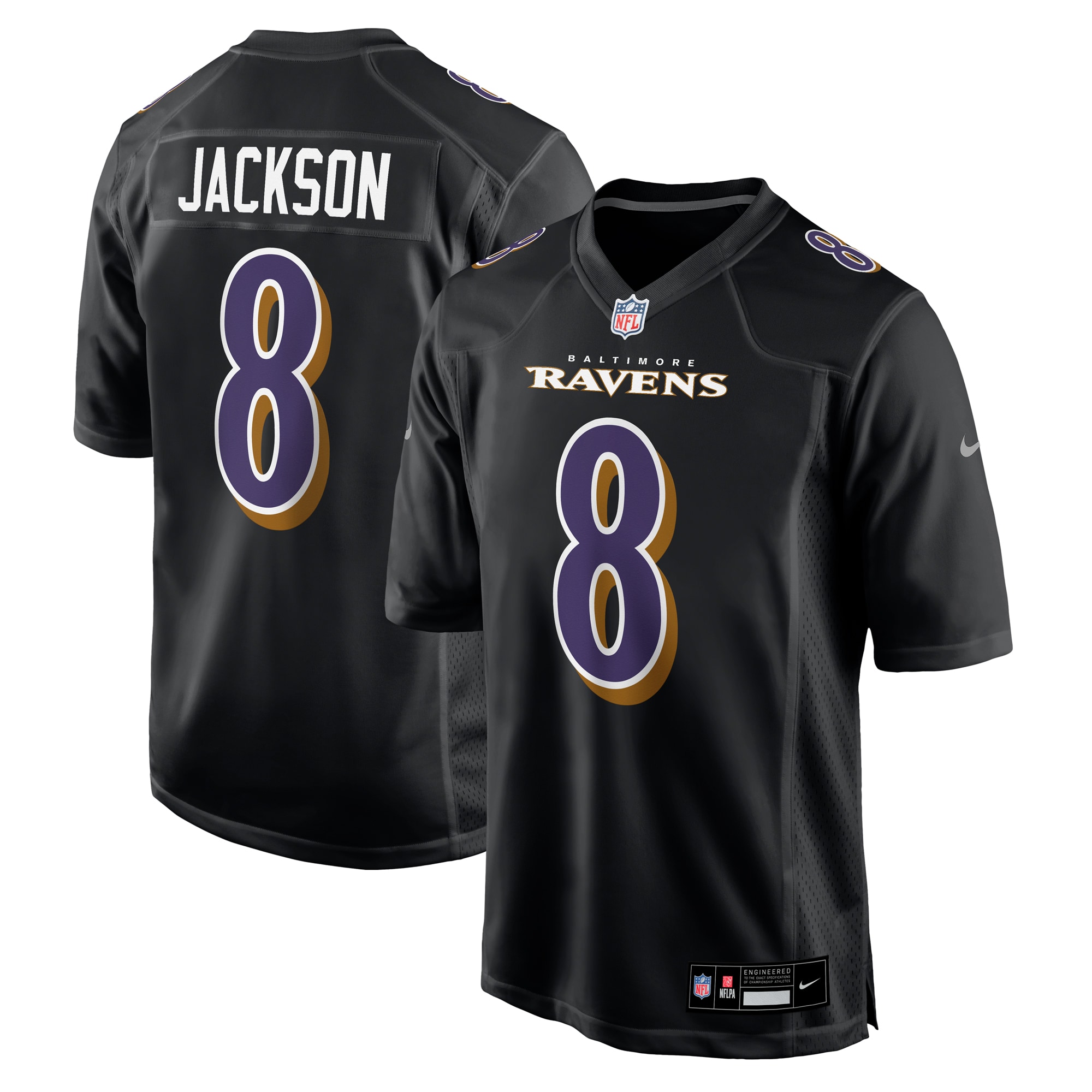 Baltimore Ravens Lamar Jackson Black Fashion Game NFL Jersey Men's