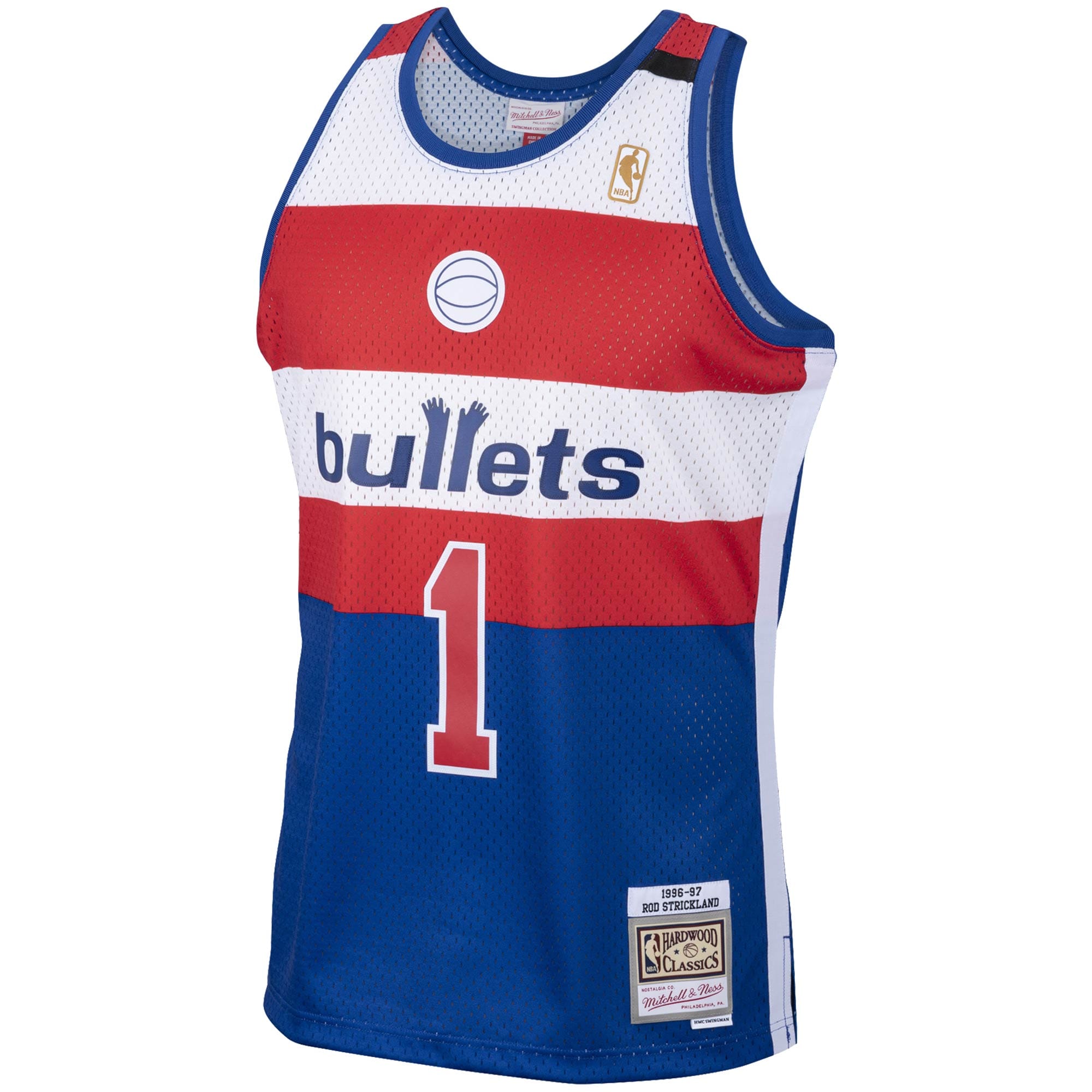 Mitchell Ness Rod Strickland Royal Washington Bullets 1996/97 Hardwood Classics Swingman NBA Jersey Men's