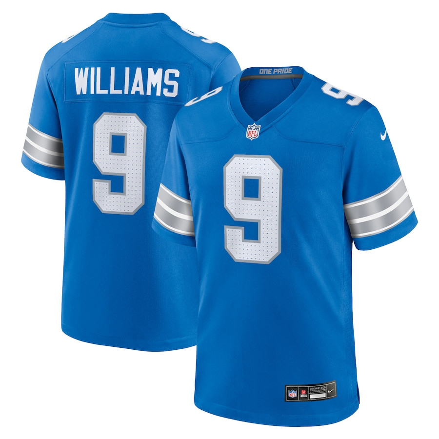 Jameson Williams 9 Detroit Lions Game Blue NFL Jersey Men's