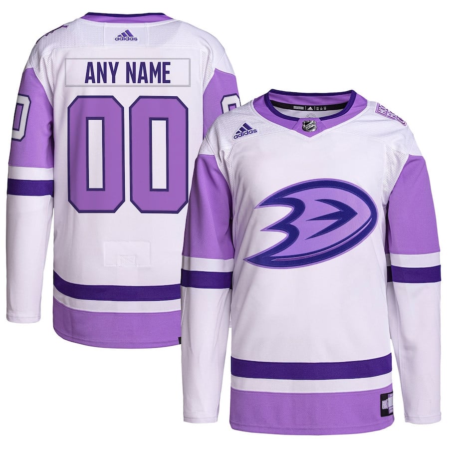 Anaheim Ducks Fights Cancer Primegreen Custom White/Purple NHL Jersey Men's