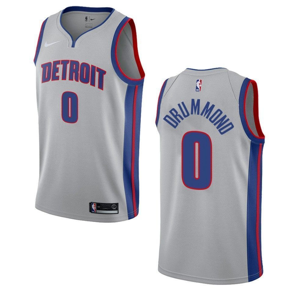 Detroit Pistons 0 Andre Drummond Statement Swingman Gray NBA Jersey Men's