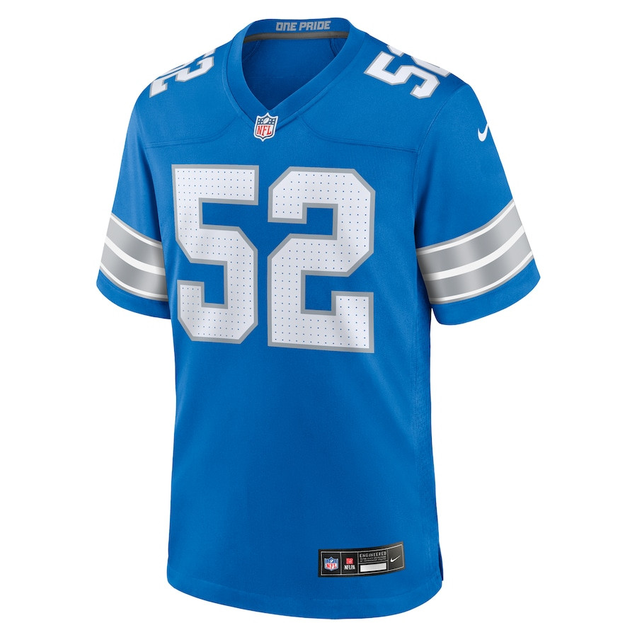 Netane Muti 52 Detroit Lions Game Blue NFL Jersey Men's