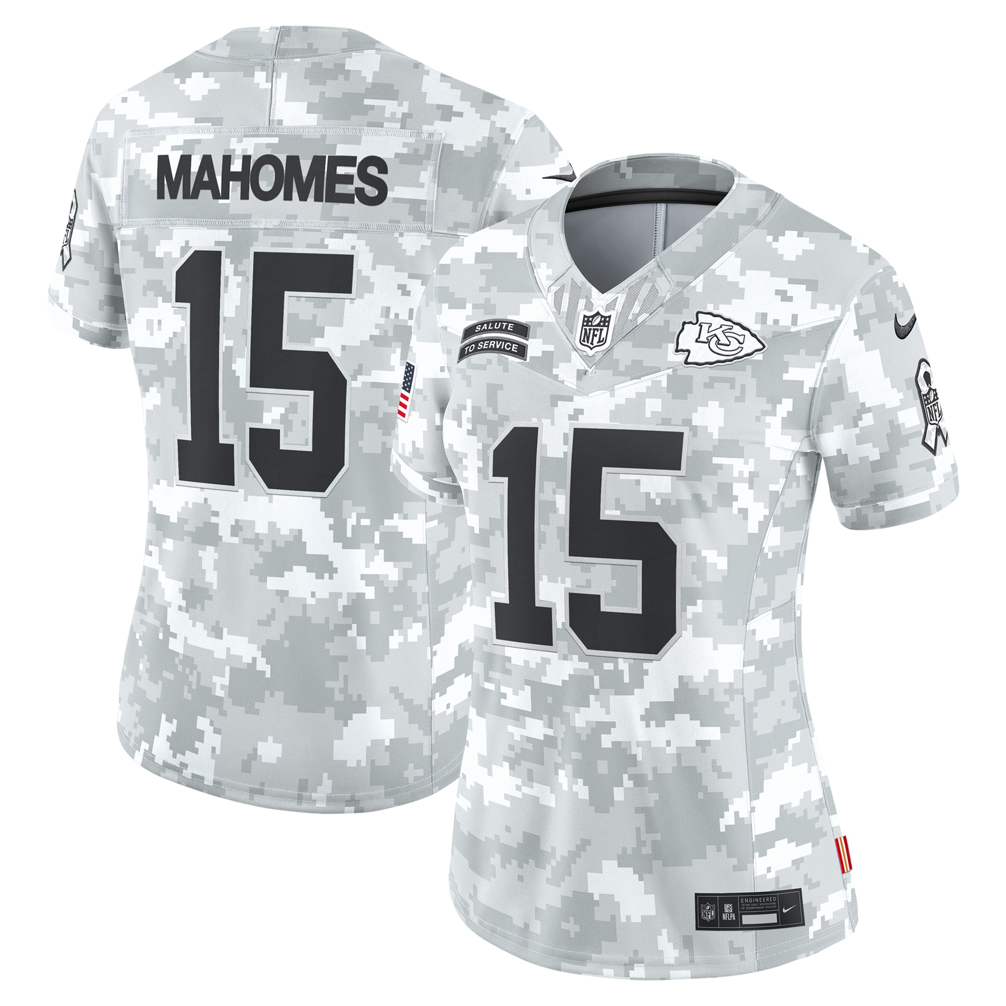 Kansas City Chiefs Patrick Mahomes Arctic Camo 2024 Salute to Service Limited NFL Jersey Women's